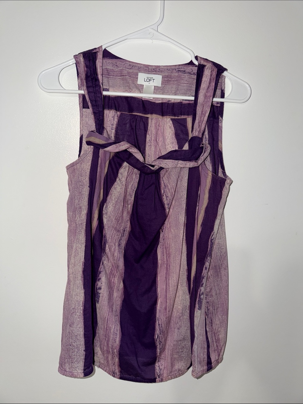LOFT Purple Striped Tie-Front Sleeveless Camisole
